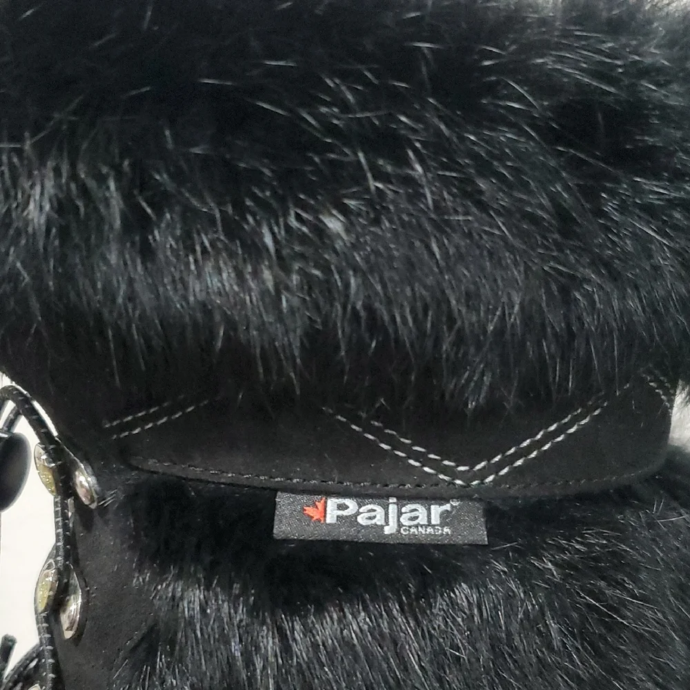 Pajar Bionda Black Faux Fur Lace-Up Winter Boots Size 41 Or 10 - 10.5
